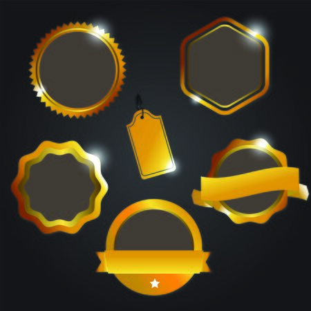 Blank tags gold color on dark backgroundのイラスト素材