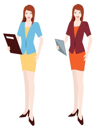 beautiful business women take file on handのイラスト素材