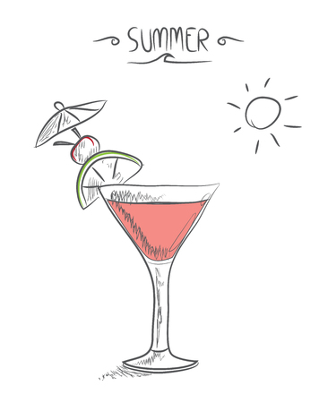Hand drawn summer cocktailのイラスト素材