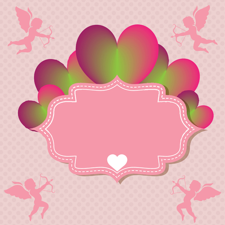 Pink on heart retro frameのイラスト素材