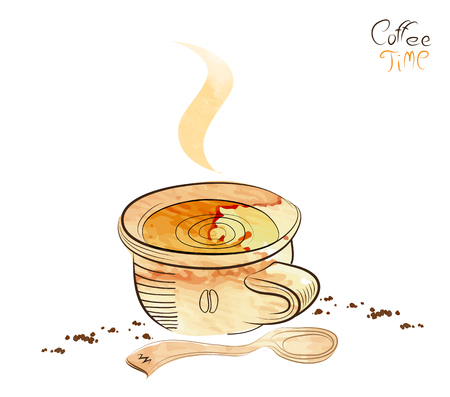 Coffee cup water color vector designのイラスト素材
