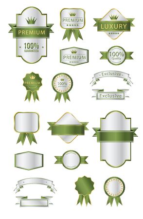 Blank Premium label and budges luxury soft green and silverのイラスト素材