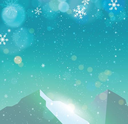 Winter snowfall drop mountain on blue backgroundのイラスト素材