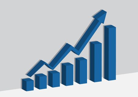 Blue business chart or graph on the wall and sheader shadowのイラスト素材