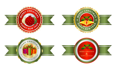 Christmas labels budges logo or stickerのイラスト素材