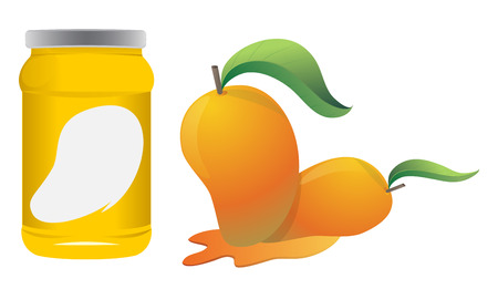 Mango and bottle mango jam designのイラスト素材