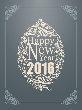 Happy new year typography poster and vintage designのイラスト素材