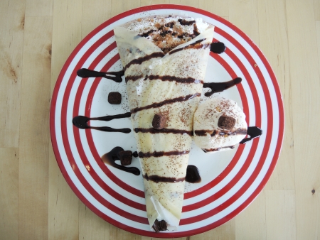 chocolate banana crepeの写真素材