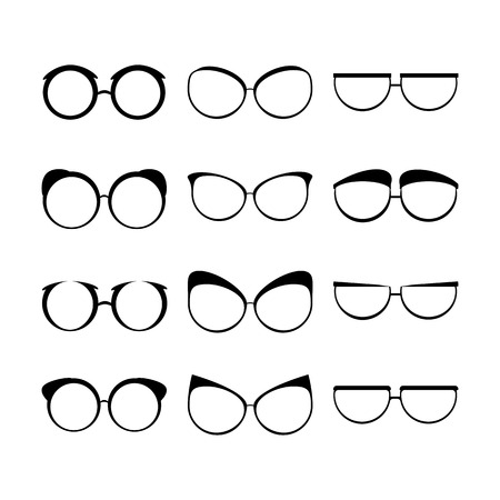 Glasses set black silhouette creative man womanのイラスト素材