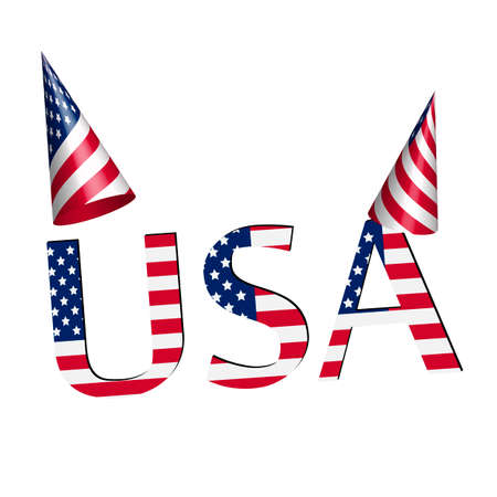 Independence Day USA party hat and textのイラスト素材