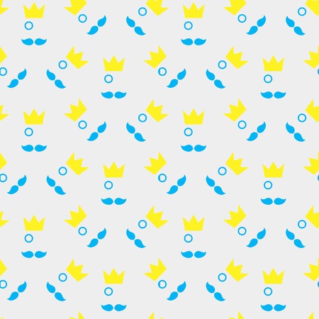mustached King with his pince-nez seamless patternのイラスト素材