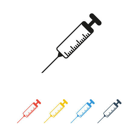 vector flat syringe colored icon set on white backgroundのイラスト素材