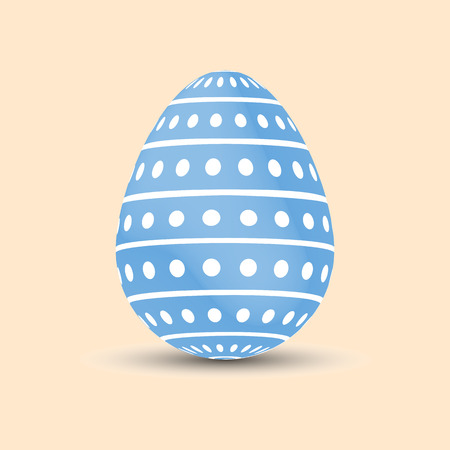 Illustration of Easter egg with shadow on bright background. Easter Holiday. Blue Egg with Dot and Lines. Vector.のイラスト素材