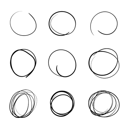 Circle template Hand Drawn Simple Set vectorのイラスト素材