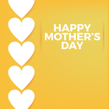 Happy Mothers Day Background and card template with white hearts vectorのイラスト素材