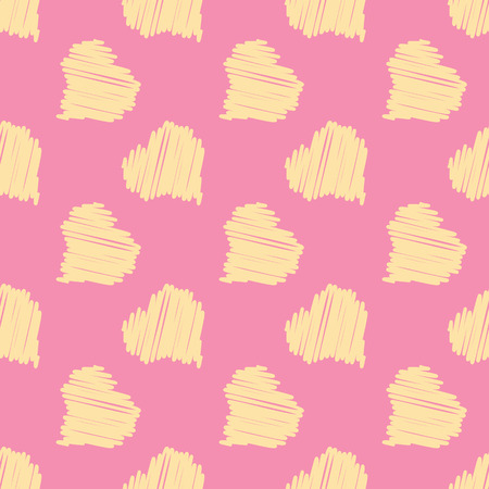 Big Yellow Hearts on Pink Background Seamless Patternのイラスト素材