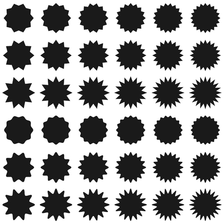 Promo sale starburst or sticker of sunburst label icon. Vector black star price tag or quality mark badge for blank template designのイラスト素材
