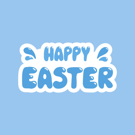 Happy Easter Sticker Lettering. Isolated. Hand drawn graphic. Template for card, banner, logo etc.のイラスト素材