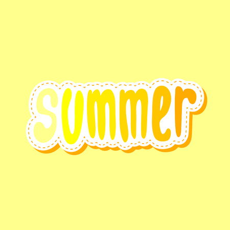 Sticker hand drawn. Lettering. Summer flat gradient textのイラスト素材