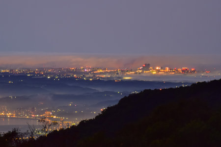 A view of the city of Seoul from the top of the mountain.