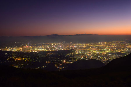 Night view of the city of Seoul from the top of the mountain
