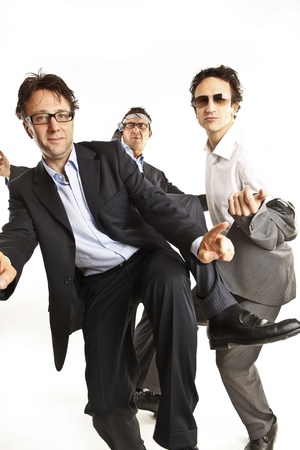 crazy businessmen dancingの写真素材