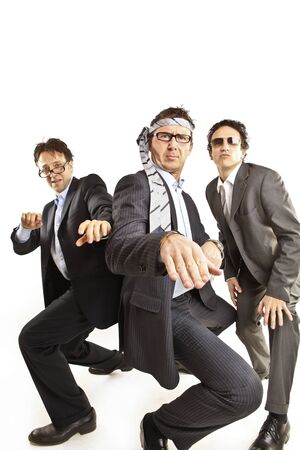 crazy businessmen dancingの写真素材