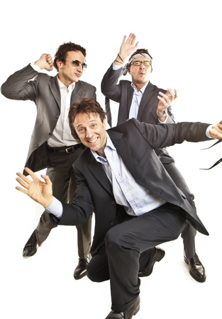 crazy businessmen dancingの写真素材