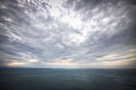 scenic sea view from the cliff in winterの写真素材