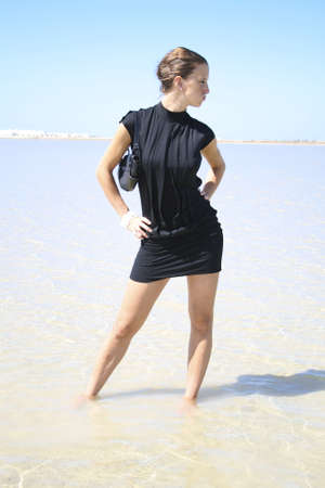fashion portrait in a oasisの写真素材