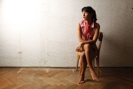 sexy brunette pinup girlの写真素材