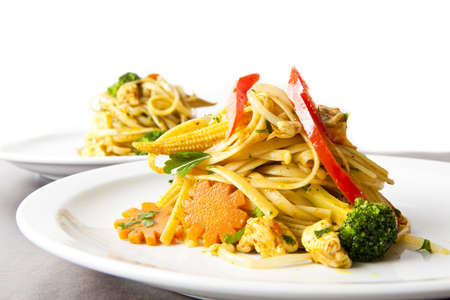 fried noodles asian style foodの写真素材