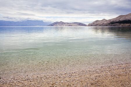 quite cloudy beach in croatia, baska
