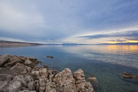 sunset on the sea in croatiaの写真素材
