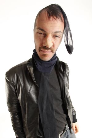 bank robber with vintage jacketの写真素材