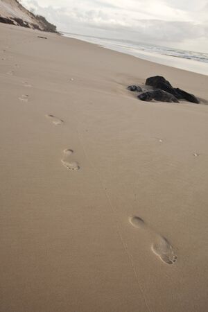 footprints on the sandの写真素材
