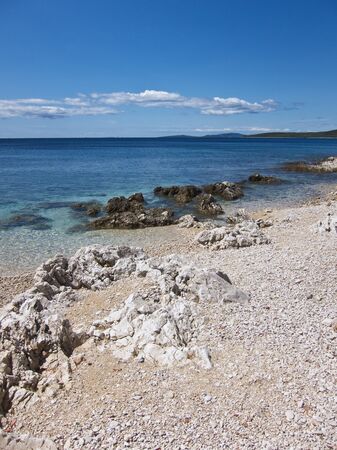 beautiful rocky beach in croatiaの写真素材