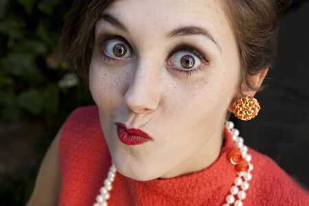 vintage fashion portrait of sixties style girl