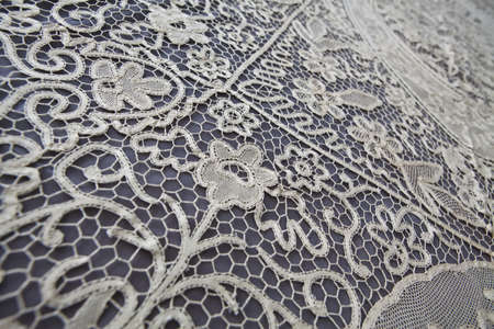 vintage lace tablecloth detailの写真素材