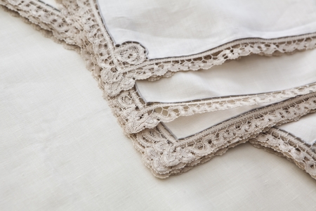 vintage lace napkinsの写真素材