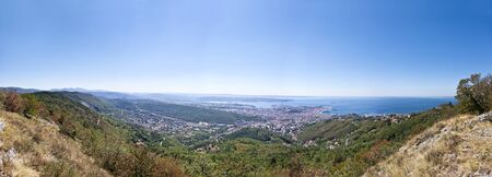 panoramic view of trieste gulf, italyの写真素材