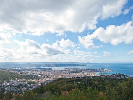 panoramic view of trieste gulf, italyの写真素材