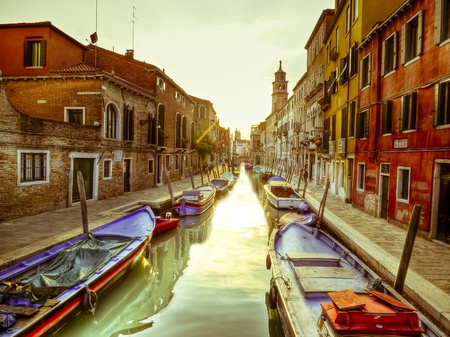 typical canal in venice, italyの写真素材