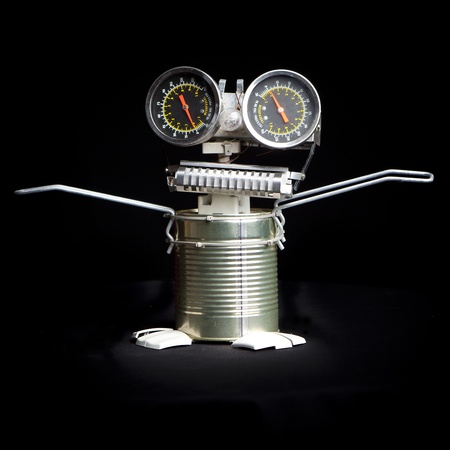 cute funny robot toy made of garbage. recycling wasteの写真素材