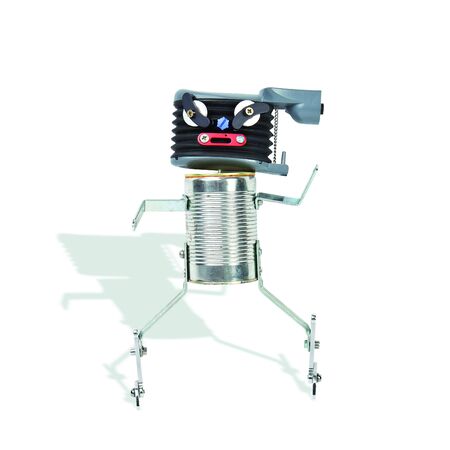 cute funny robot toy made of garbage  recycling wasteの写真素材