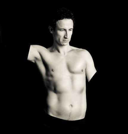 muscular man's torso, marble statue effectの写真素材