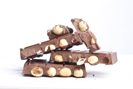 Chocolate with hazelnutsの写真素材