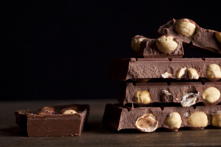Chocolate with hazelnutsの写真素材