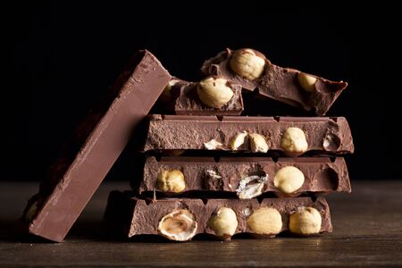 Chocolate with hazelnutsの写真素材