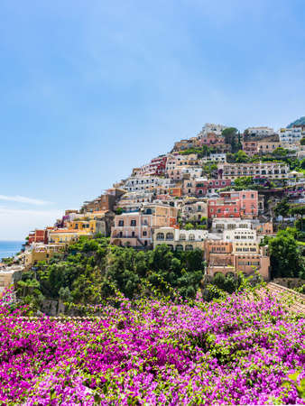 The wonderful village of Positano in the Amalfi Coast in Italyの写真素材